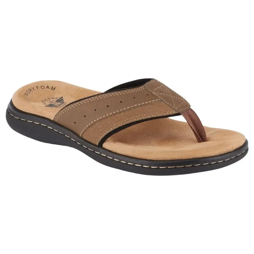 Dockers Sandals Mens 12 M Laguna Flip Flop Dark Tan Memory Foam Insole Shoes NEW - Picture 3 of 11